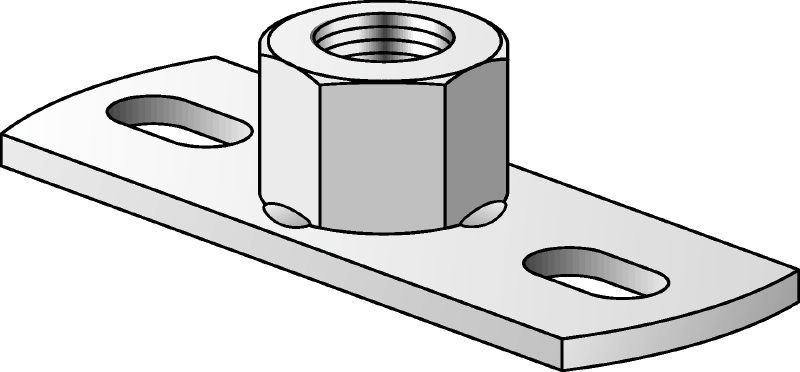 MGL 2 Galvanised light-duty base plate to fasten metric threaded rods with two anchor points